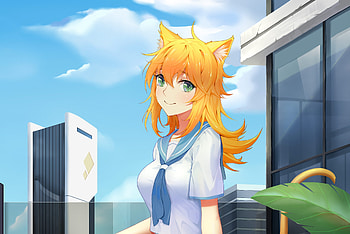 Anime, beautiful fox girl, original HD wallpaper