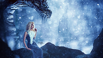 Daenerys Targaryen Dragon Fantasy Art, daenerys-targaryen, game-of-thrones-season-8, game-of-thrones, tv-shows, deviantart HD wallpaper