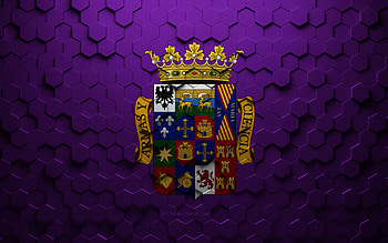 Flag of Palencia, honeycomb art, Palencia hexagons flag, Palencia 3d hexagons art, Palencia flag HD wallpaper