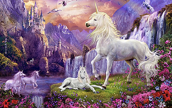unicorn, paradise, joy, love HD wallpaper