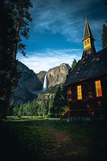 Landscape, Nature, Trees, Sky, Mountains, House HD phone wallpaper