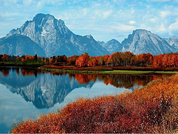 Mirror in Autumn, autumn, sky, water, mountain HD wallpaper