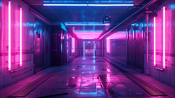 Cyber Neon Corridor, interior, neon aesthetic, neon lights, urban, corridor HD wallpaper