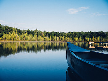 Nature, Trees, Lake, Boat, Canoe HD wallpaper