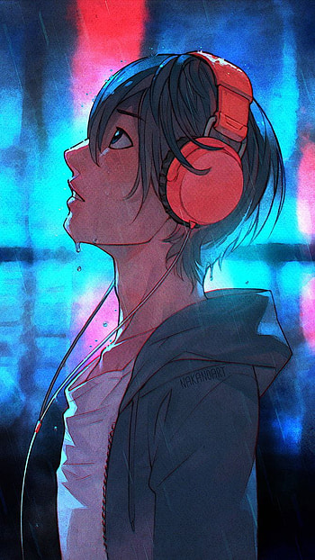 Music Anime Boy With Heads, Anime Girl Listening to Music HD phone wallpaper