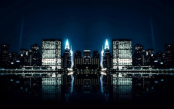 Cities, Water, Sky, Night, City, Shine, Light HD wallpaper