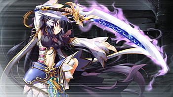 Sword Girl, black, glow, cute, long hair, warrior, female, sexy, magic, sword, hot, girl, black hair, dark, armor, blade, anime girl, anime, fantasy, light HD wallpaper