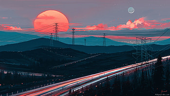 lo fi anime : , Lofi Moon HD wallpaper