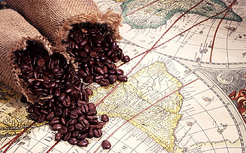 Coffee, old map, bags, coffee bean, coffee beans, coffee bag, coffee bags, old, map HD wallpaper
