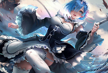 Rem, black, re zero, dress, beauty, nice, cg, short hair, , sexy, sweet, white, hot, blue hair, beautiful, anime girl, maid, anime, pretty, lovely, realistic HD wallpaper