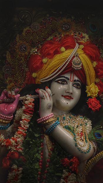 Hare Krishna, Vrindavan, flute, love, iskcon, darshan, bhakti HD phone wallpaper