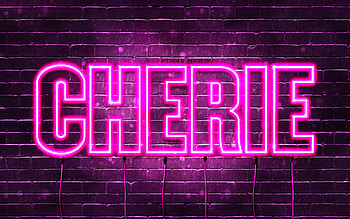 Happy Birtay Cherie, , pink neon lights, Cherie name, creative, Cherie Happy Birtay, Cherie Birtay, popular french female names, with Cherie name, Cherie HD wallpaper