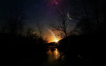 Planets, Night, Dark, Shine, Light HD wallpaper
