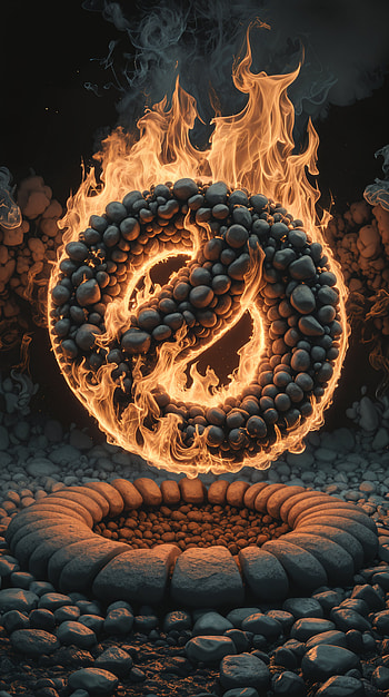 Fiery Harmony: A Striking , fire, stone, flame, mystical HD phone wallpaper