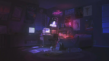 Retro Room Purple Live - Hut: Live For Windows & MacOS, Lo-Fi Live HD wallpaper