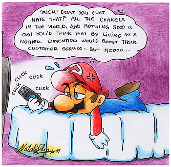 Mario channel surfing, tv, cartoon, people, entertainment HD wallpaper
