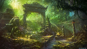 land of the elves, mystical, elves land, forest, mythical HD wallpaper