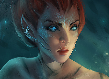 Mermaid, z ed, art, girl, zed, zedart, fantasy, trungbui42, face, luminos, siren HD wallpaper