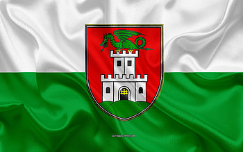 Flag of Ljubljana, , silk texture, Ljubljana, Slovenian city, Ljubljana flag, Slovenia HD wallpaper