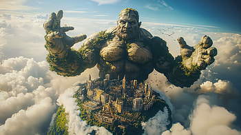 Majestic Giant: A Stunning Fantasy, fantasy, giant, landscape, nature, fantasy landscape HD wallpaper