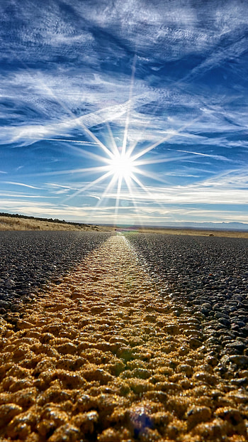 Sunlit road, Lens Flare HD phone wallpaper