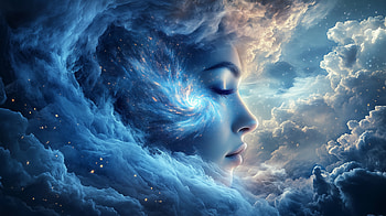 Galaxy Dreams: Surreal Woman in Cosmic Clouds, portrait, woman, cloud, galaxy, surreal HD wallpaper