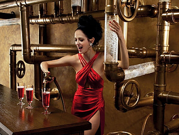 ⊹ Happy Bartender ⊹, red dress, Drinks, Female, Pipes, server, Bartendress HD wallpaper