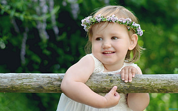 Cute little girl, Girl, Summer, Wreath, Smile HD wallpaper