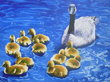 Swans, abstract, water HD wallpaper