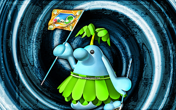 Pianta, blue grunge background, vortex, Super Mario, cartoon monster, Super Mario characters, Super Mario Bros, Pianta Super Mario HD wallpaper
