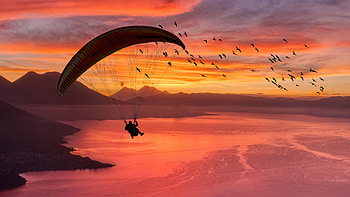 Paraglider In Nature, paragliding, artist, artwork, digital-art, deviantart HD wallpaper