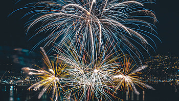 Celebration, Night fireworks, , Dual wide HD wallpaper