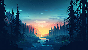 Landscape, Cartoon Mountains HD wallpaper
