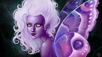 Glow In The Dark, abstract, butterfly, 3d, fantasy, portrait, digital art, girl HD wallpaper