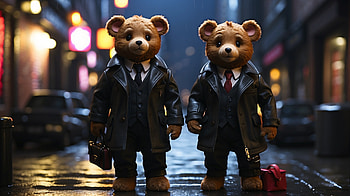 Beats in London, bear, teddy bear, rain, glow, street HD wallpaper