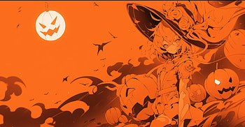 Halloween Anime Witch -, holiday, halloween, Orange Anime HD wallpaper