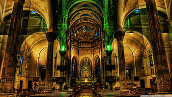 church r, arches, r, church, lights HD wallpaper