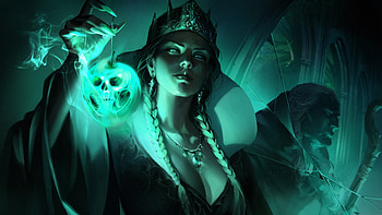 Evil Queen, green, halloween, fantasy, luminos, sora kim, girl HD wallpaper