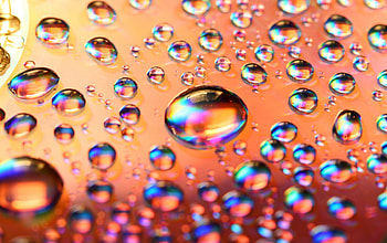Water drops, blue, pink, rainbow, orange, macro HD wallpaper