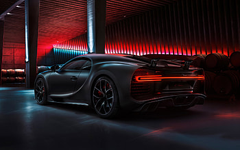2022, Bugatti Chiron, rear view, exterior, hypercar, matte black Chiron, luxury cars, Bugatti HD wallpaper