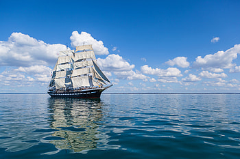 Sky, Sea, Waves, Miscellanea, Miscellaneous, Sail, Ship HD wallpaper