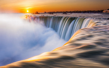 spectacular power of niagara falls r, mist, waterfalls, r, cliff, sunset HD wallpaper