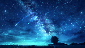 Tree Starry Sky Space HD wallpaper