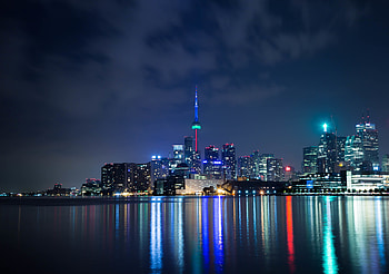 Cities, Architecture, Lights, Reflection, Night City, Tower HD wallpaper