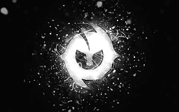 Paulo Dybala white logo, , white neon lights, creative, black abstract background, Paulo Dybala logo, football stars, Paulo Dybala HD wallpaper