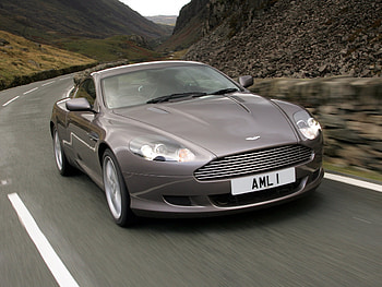 Auto, Mountains, Aston Martin, Cars, Asphalt, Front View, Grey, Speed, Style, 2004, Db9 HD wallpaper