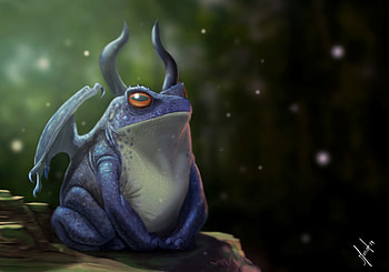 Art, Dragon, Horns, Frog HD wallpaper