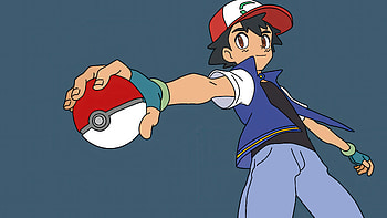 Partner Ash Holding Pokeball, pokemon, artwork, art, cartoons, anime, digital-art HD wallpaper