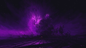 Artistic Night Clouds Starry Sky Trees Minimalism Minimalism HD wallpaper
