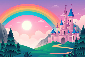 Castle And Rainbow, castle, rainbow, artist, artwork, digital-art HD wallpaper